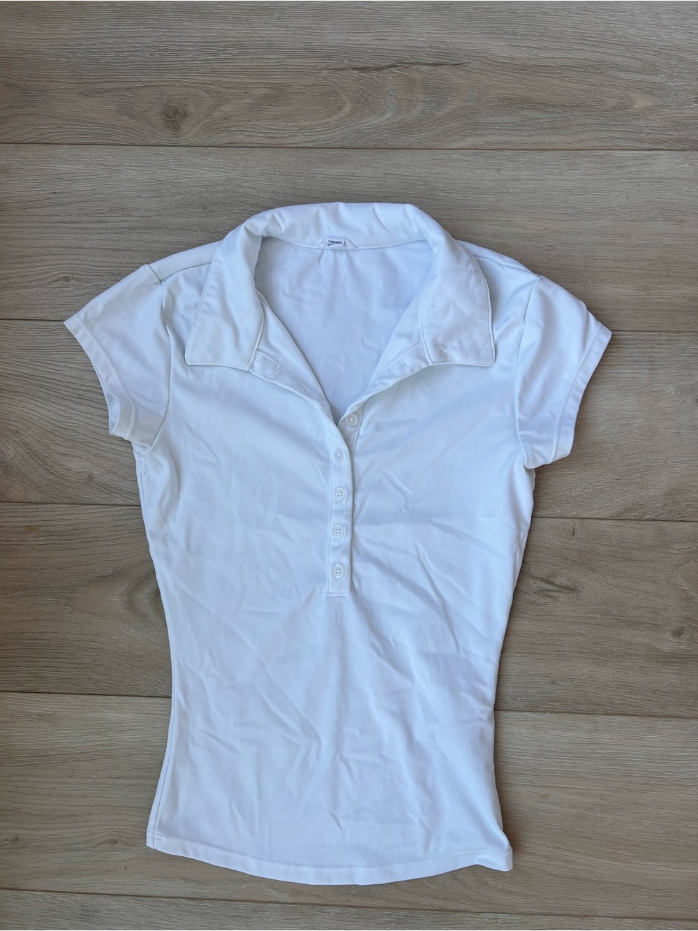 Garage White Button-Front Polo Top